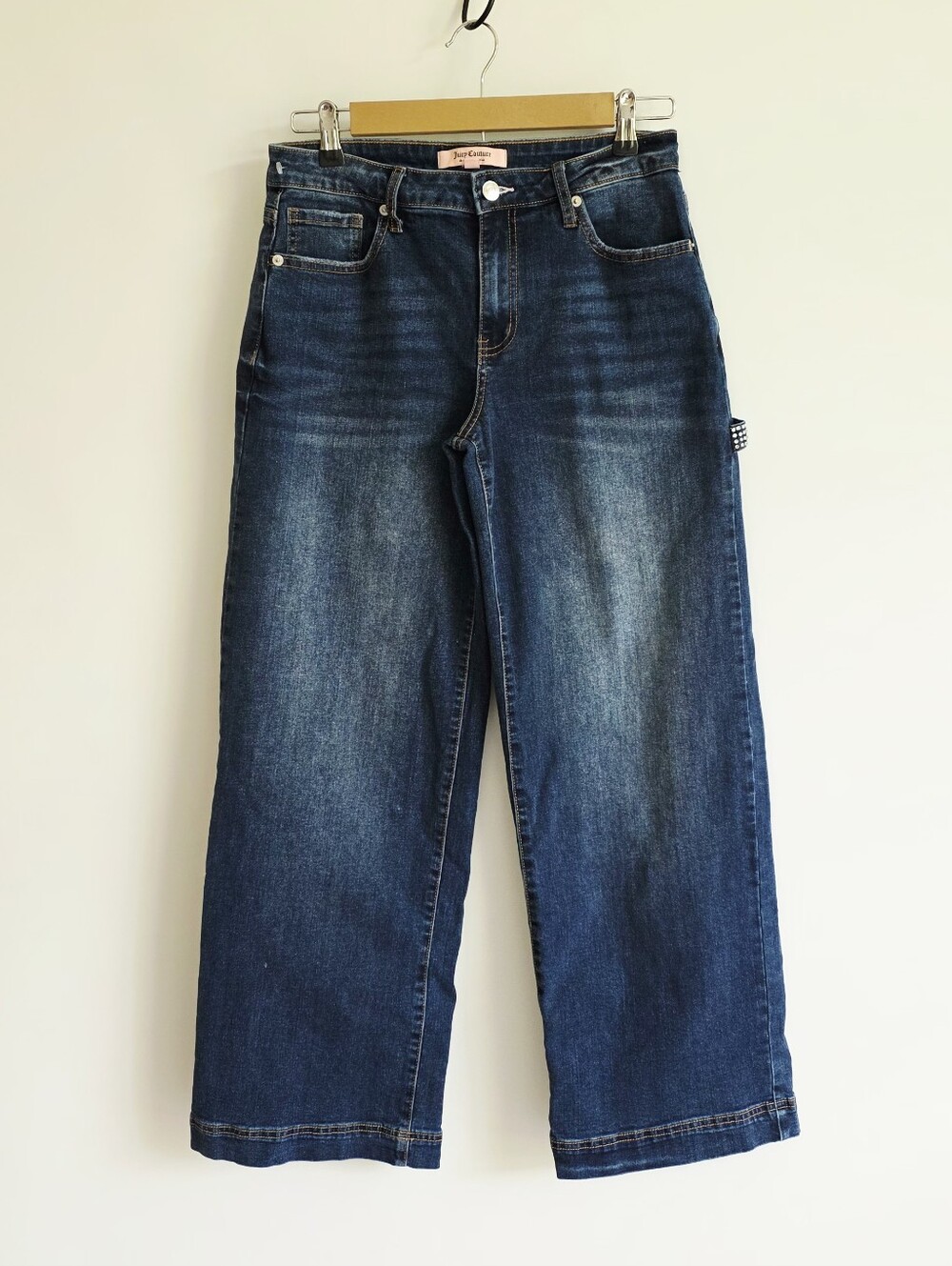 Juicy Couture Y2K Baggy Rhinestone Logo Carpenter Denim Jeans Women's Size 27 - Picture 2 of 6